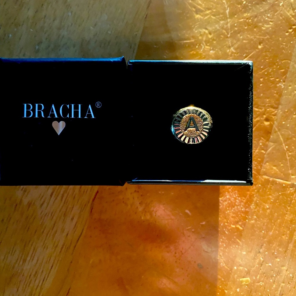 Bracha Initial Medallion Signet Ring (Letter A)